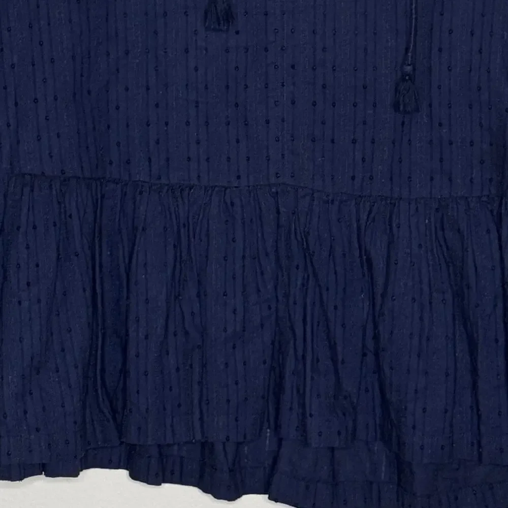 J.Crew Navy Peplum Tassel Tie Top Size 10